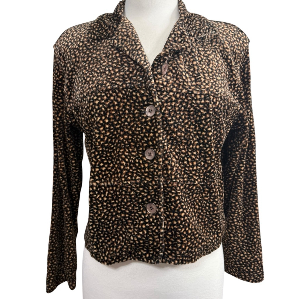 Women's Vintage Clio Velvet Blouse Black Brown Size PL